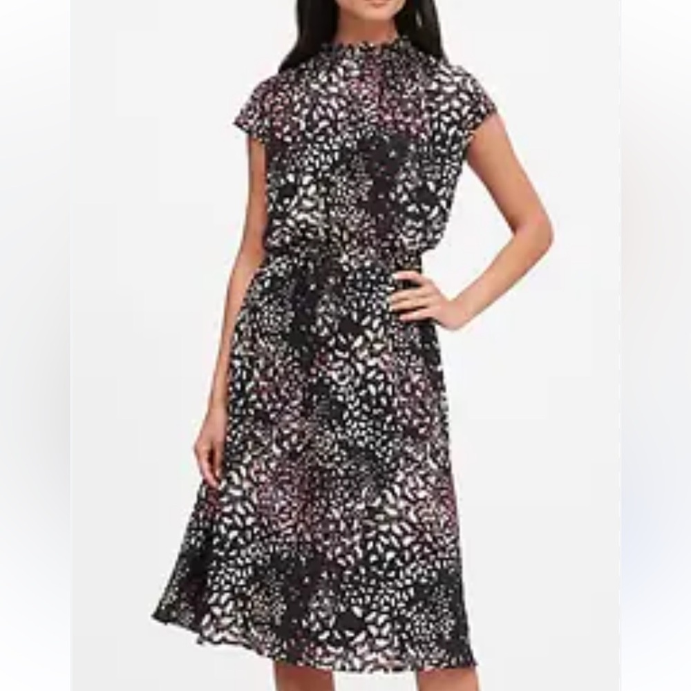 Banana Republic Black and Pink Midi Dress